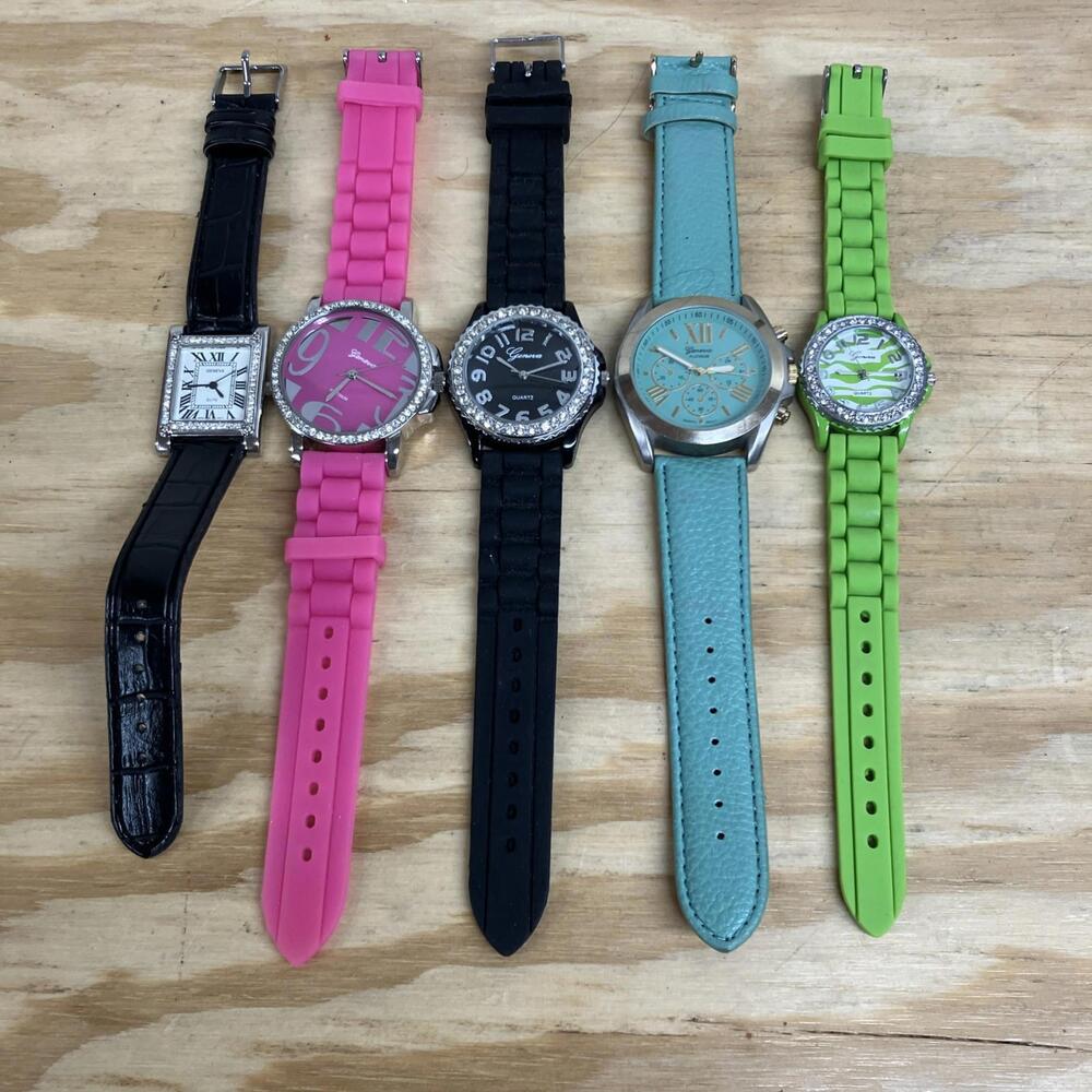 Lot of 5 Womens Geneva Quartz Movement Watch